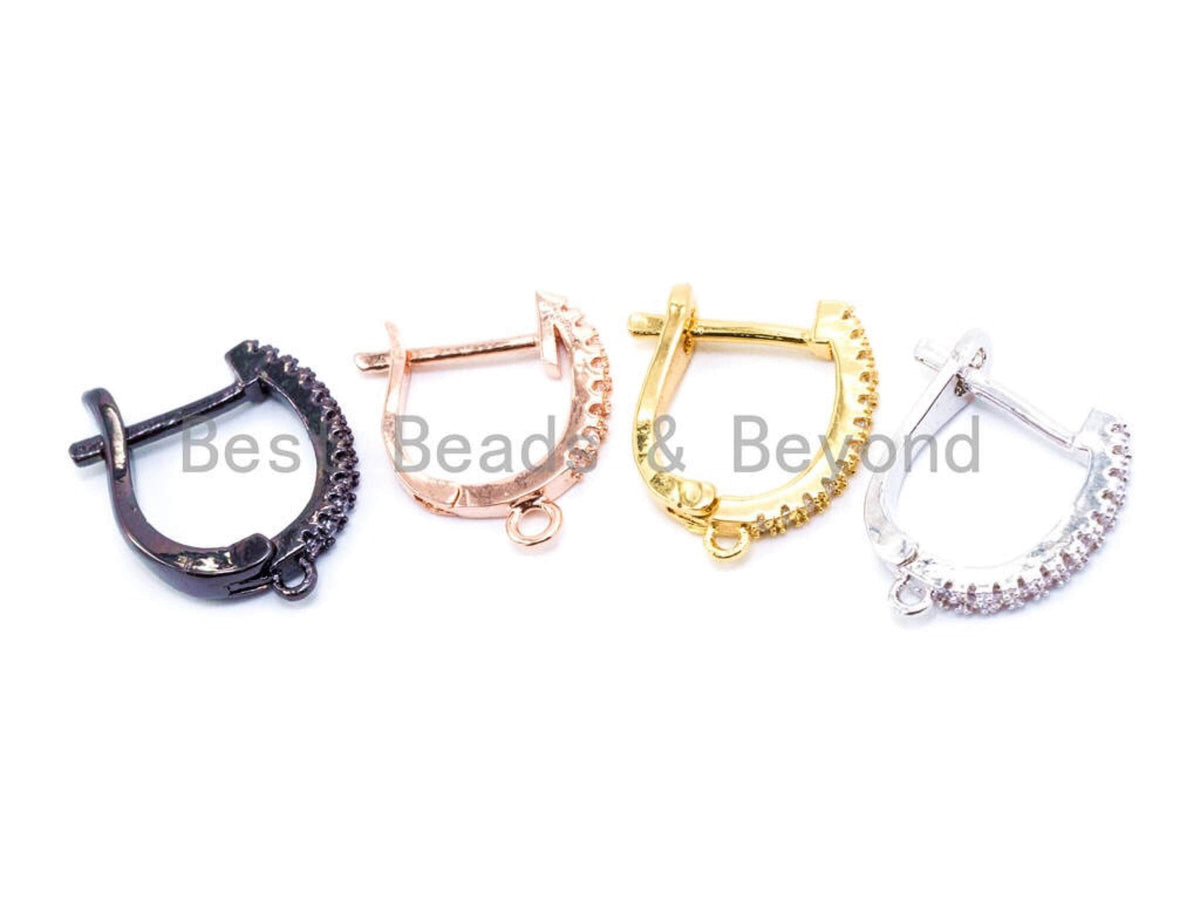 1pair, CZ Micro Pave Latch Back Earring Wires Hooks, Lever b