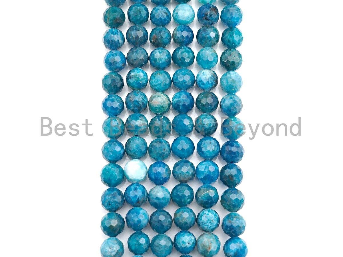 High Quality Natural Apatite Beads, Round Faceted 6mm/8mm Apatite Beads, 15.5" Full Strand, Sku#U808