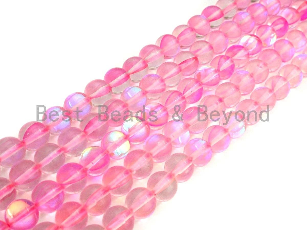 NEW Color!! Pink Spectrolite Quartz, High Quality in Round 6mm/8mm/10mm/12mm, Manmade Crystal beads, 15.5inch strand, SKU#U841