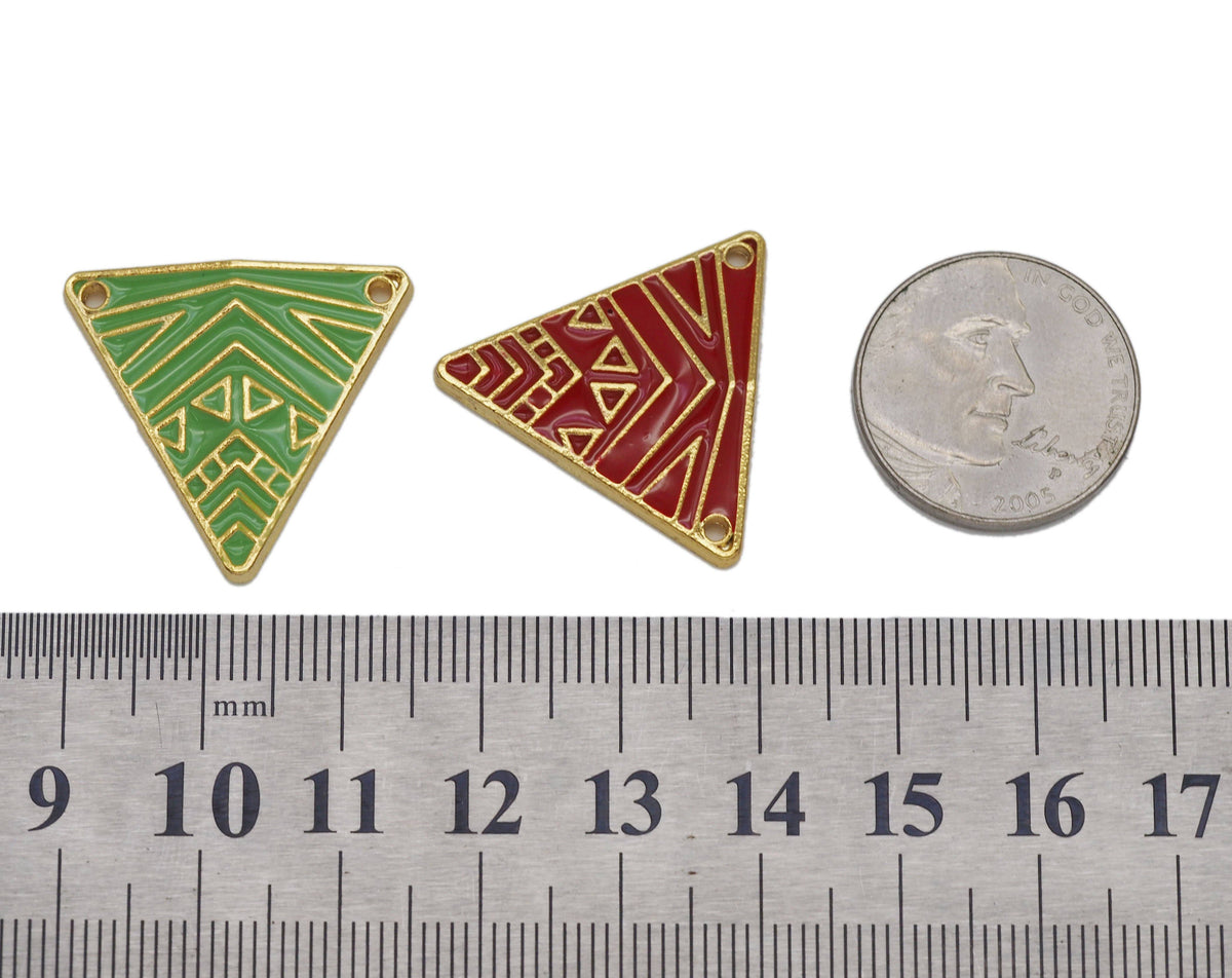 Gold Enamel Triangle Charm, Sku#B180