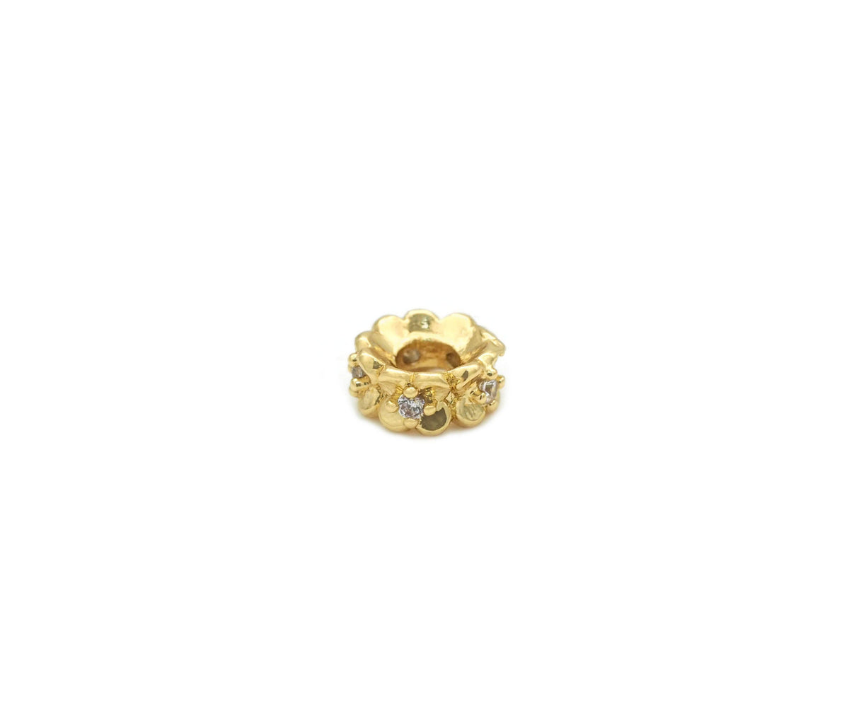 CZ Roundelle Gold Silver Spacer, Sku#B342