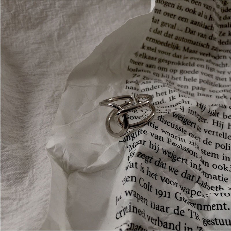 Japanese Light Luxury INS Niche Design Ring, Fashionable Retro Minimalist Open Ring For Women