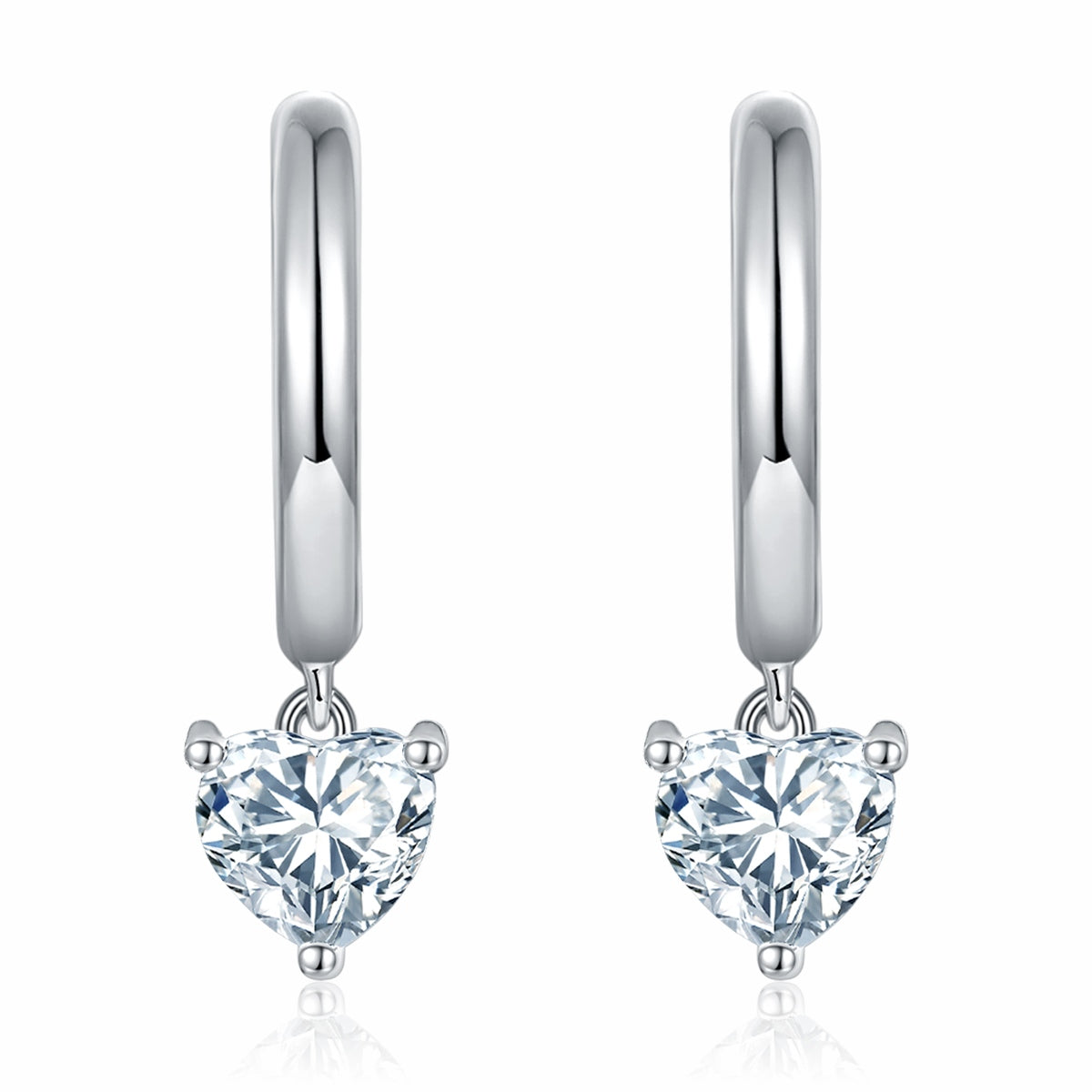 S925 Sterling Silver 5x5mm Heart Shaped Moissanite Hoop Earrings  Platinum Plated Dangle Earrings With GRA Certificate Romantic Jewelry Gift Box Set For Women