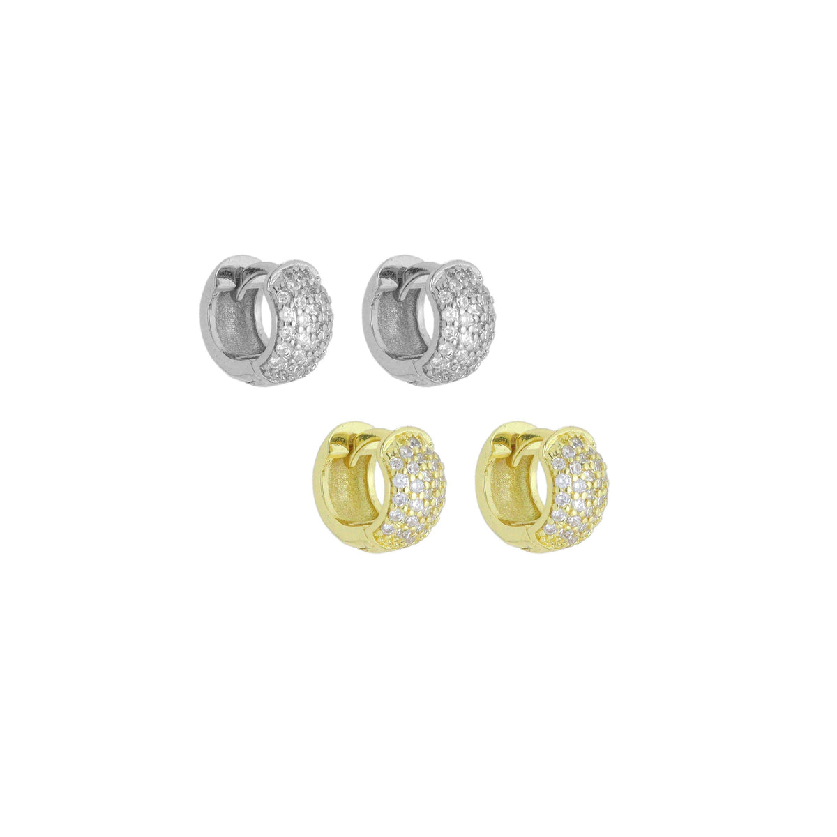 Gold Silver CZ Round Hoop Earrings, Sku#A475