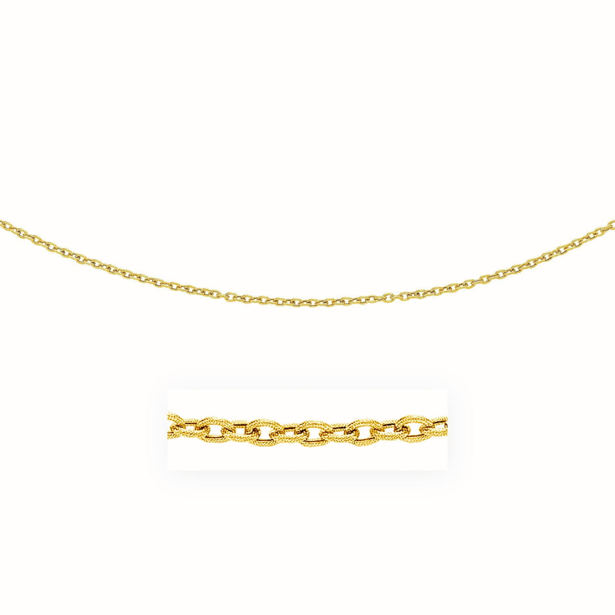 3.5mm 14k Yellow Gold Pendant Chain with Textured Links