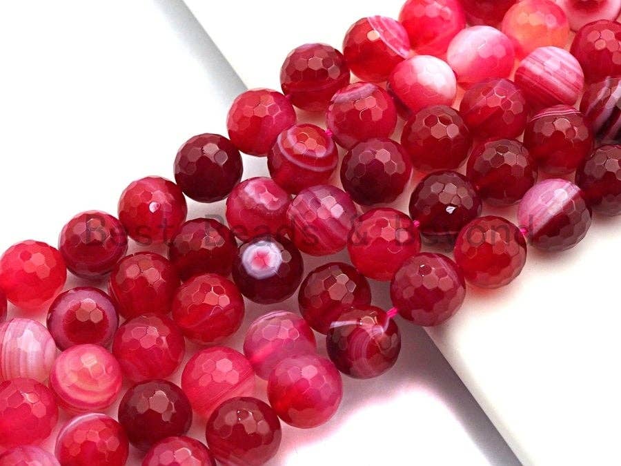 High Quality Faceted Red Banded Agate beads, 6mm/8mm/10mm/12mm Red Agate Gemstone beads, Natural Agate Beads, 15.5inch strand, SKU#U452