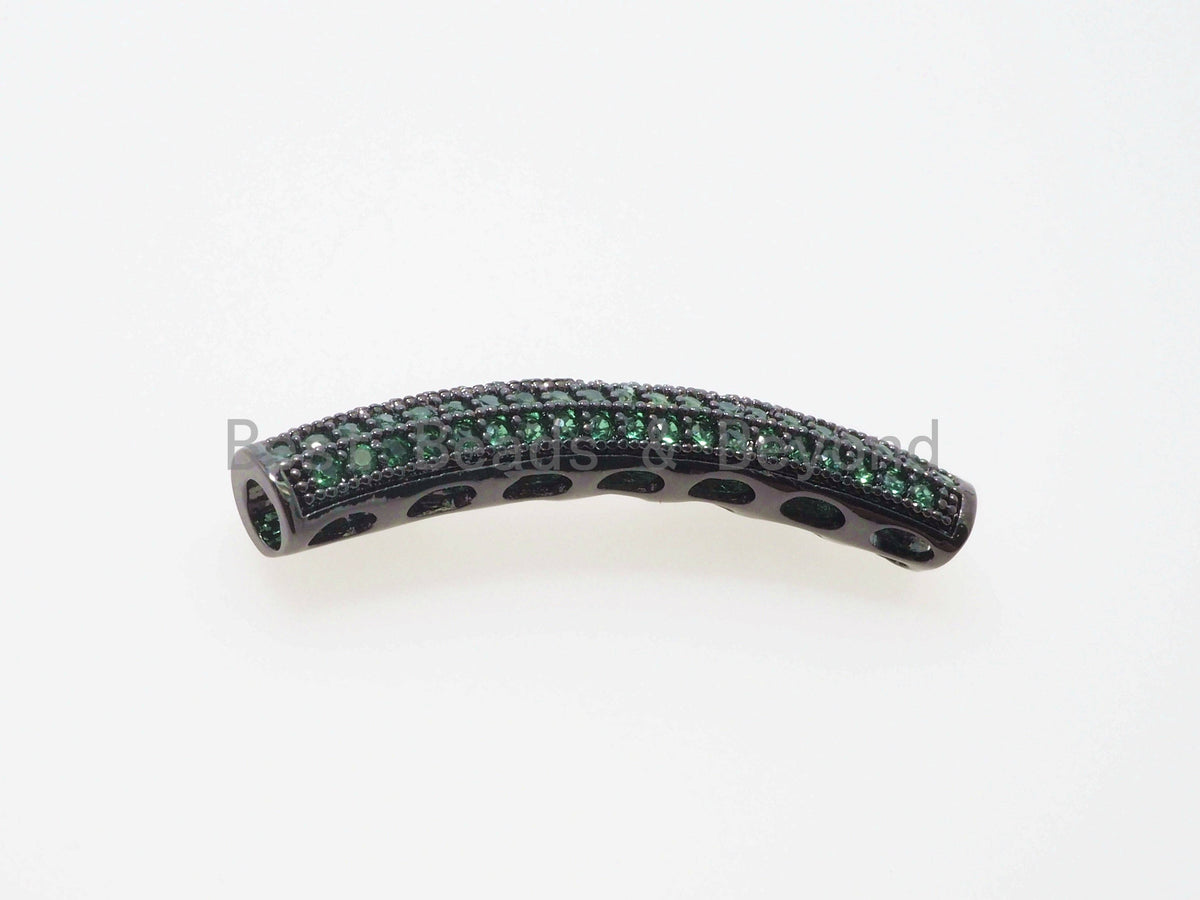 CZ Micro Pave Half Full Curve Tube for Bracelet, Purple/Fuchsia/Green/Bronze/Cobalt/Orange CZ Separator Tube, 32x5mm Tube Beads, sku#G401