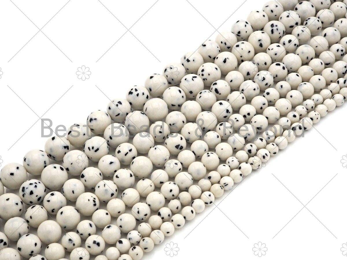 Quality Dalmation Jade Round Smooth Beads, 6mm/8mm/10mm/12mm Round Smooth Beads, White Black Jade,Sku#U1134