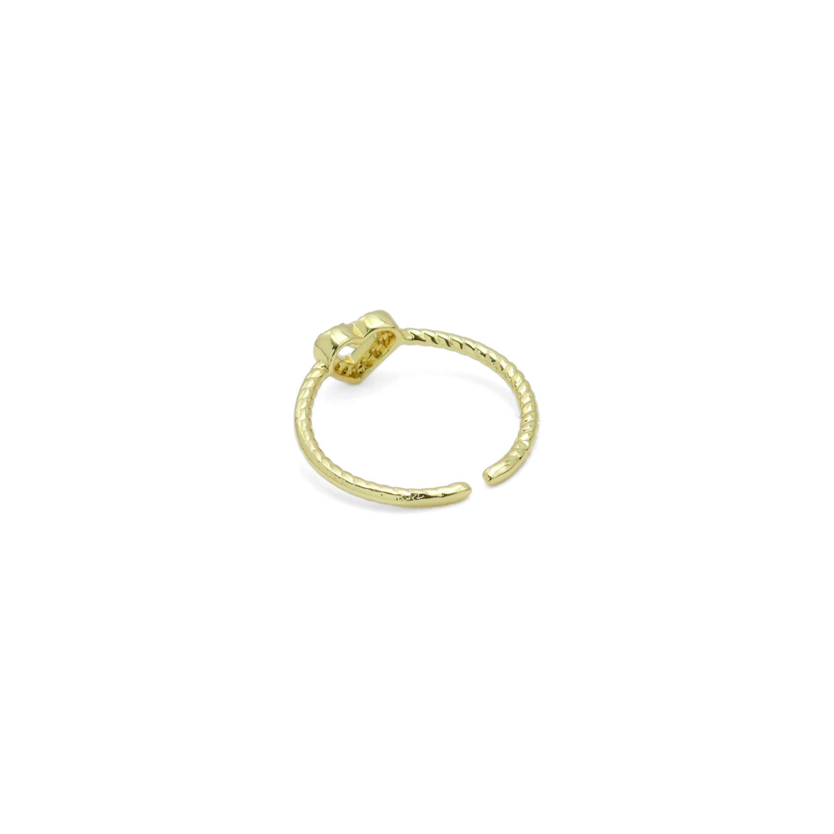 Dainty CZ Open Heart Adjustable Ring, Sku#LD583