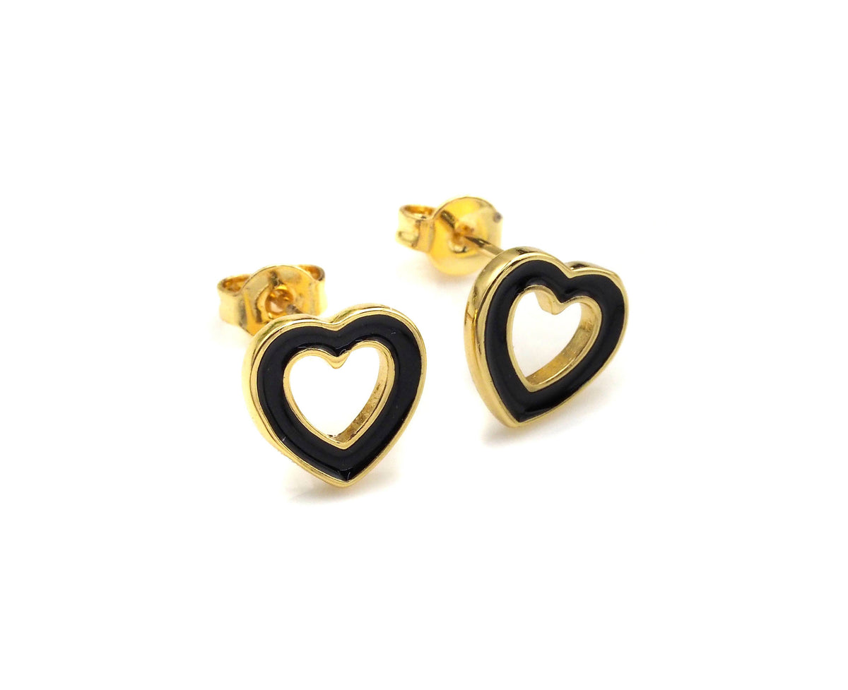 Colorful Open Heart Enamel Stud Earrings, J215C