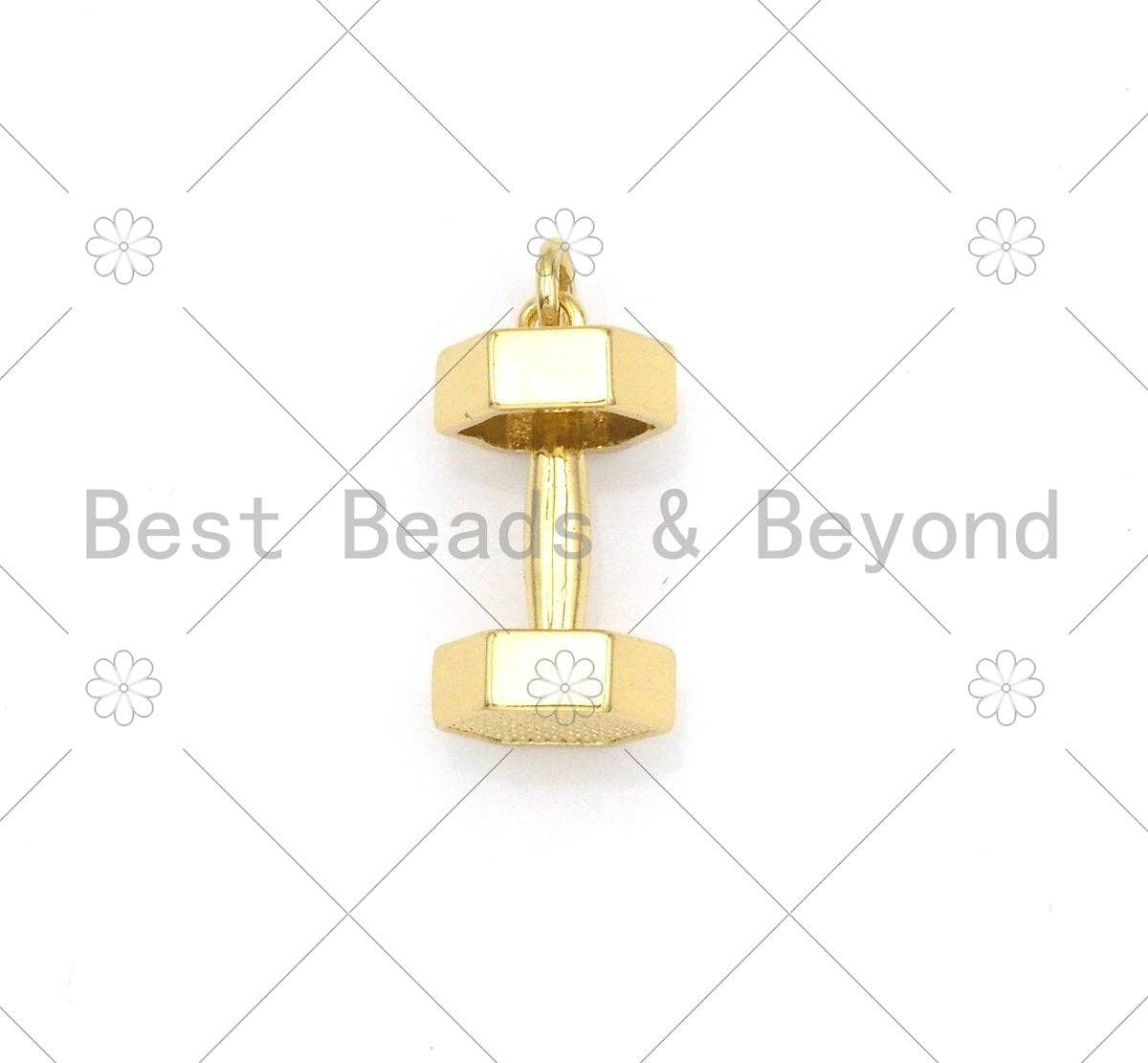 Gold/ Silver Dumbbell Shape Pendant/Charm, 18K Gold Filled Dumbbell Charm, Necklace Bracelet Charm Pendant, 9x18mm,Sku#L580