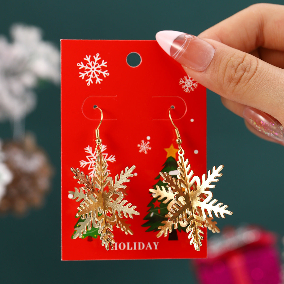 European And American Cross-Border Hot Selling New Christmas Pendant Earrings Cartoon Diamond Alloy Material Christmas Earrings Series Wholesale