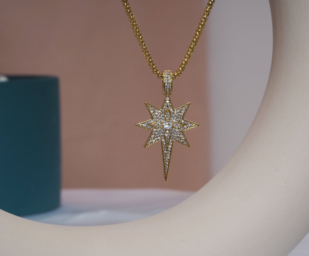 CZ North Star Charm, Sku#LK622