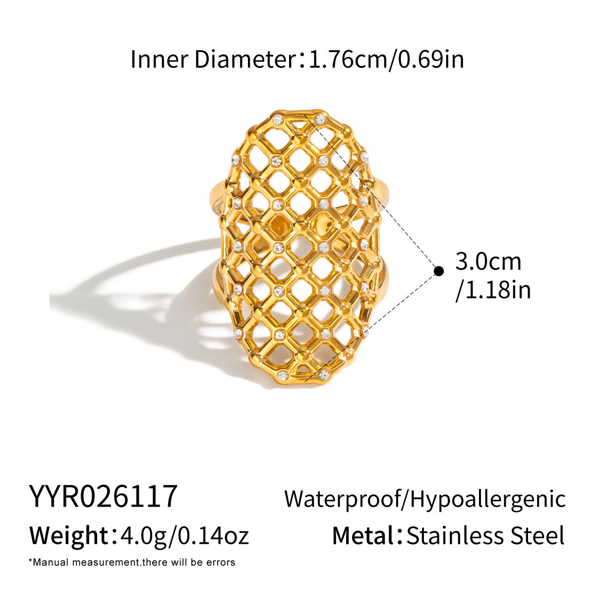 Stainless Steel Hollow-out Flower Ring