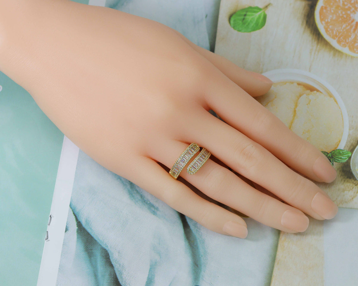 Baguette CZ Wrap Ring, sku#LD214