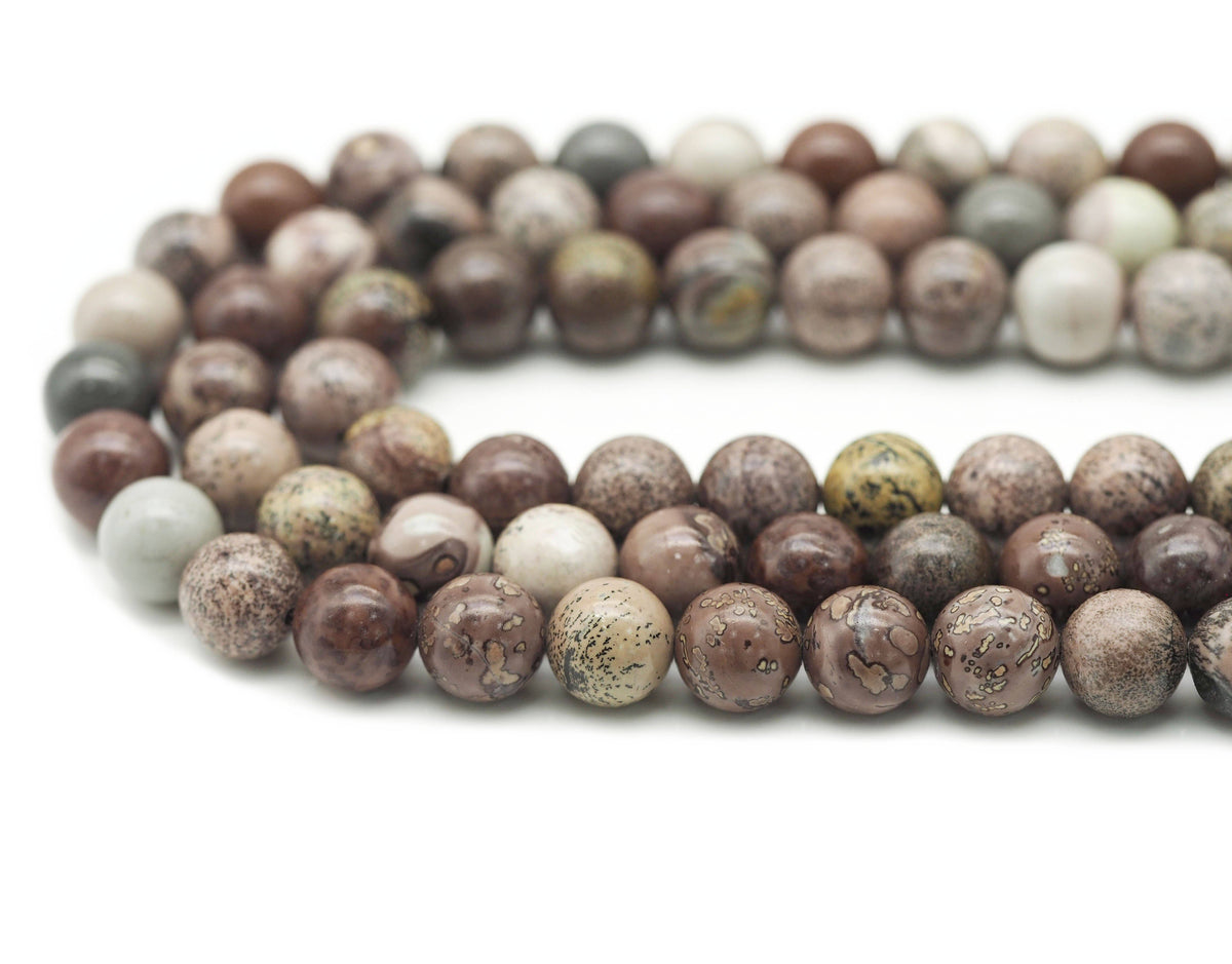 Natural Red Grass Flower Jasper Round Smooth Beads, Sku#U1331c