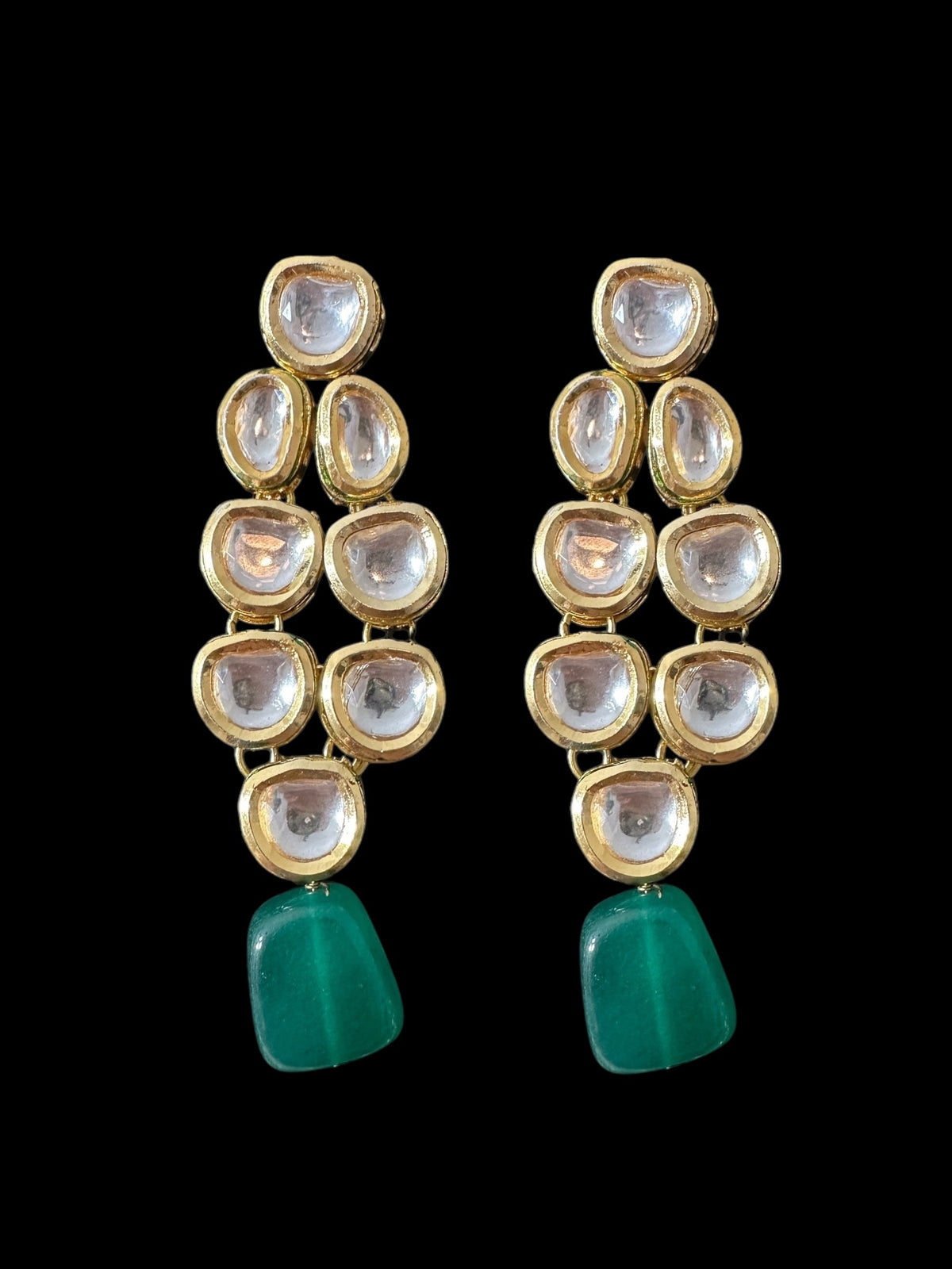 DNS199 Leila high quality ac kundan necklace with earrings in green ( READY TO SHIP  )