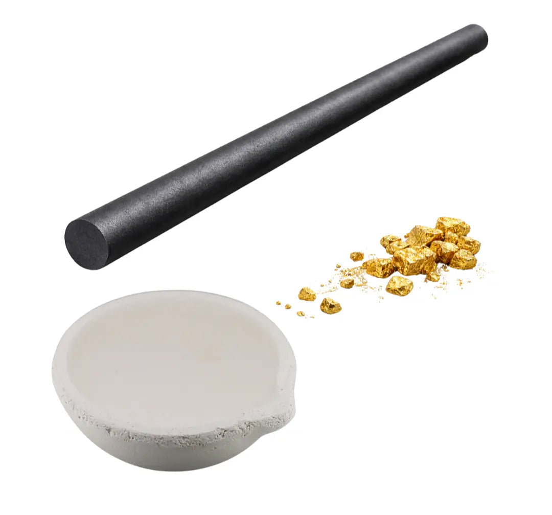 Gold Melting Kit Borax Flux + Small Ceramic Crucible + 3/8" Graphite Rod Tool