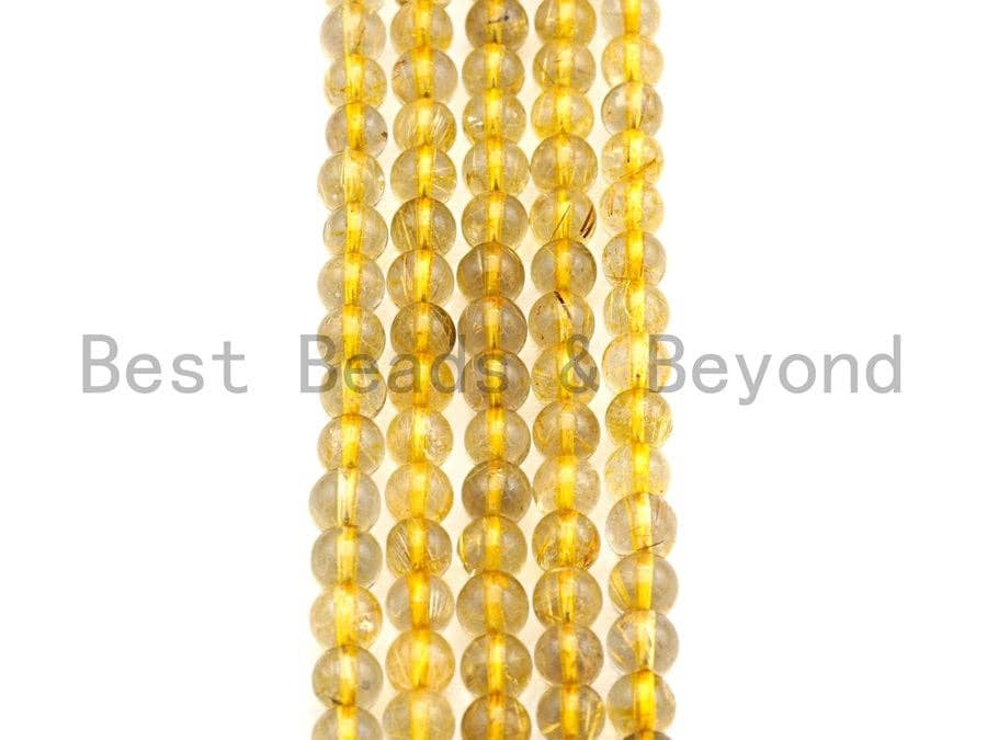 High Quality Rutilated Quartz, Natural Rutilated Quartz, Yellow gemstone stone, 6mm, sku#U481