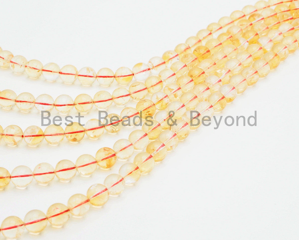 Quality Natural Citrine Beads,Round Smooth Yellow Gemstone Beads, ,SKU#U331c
