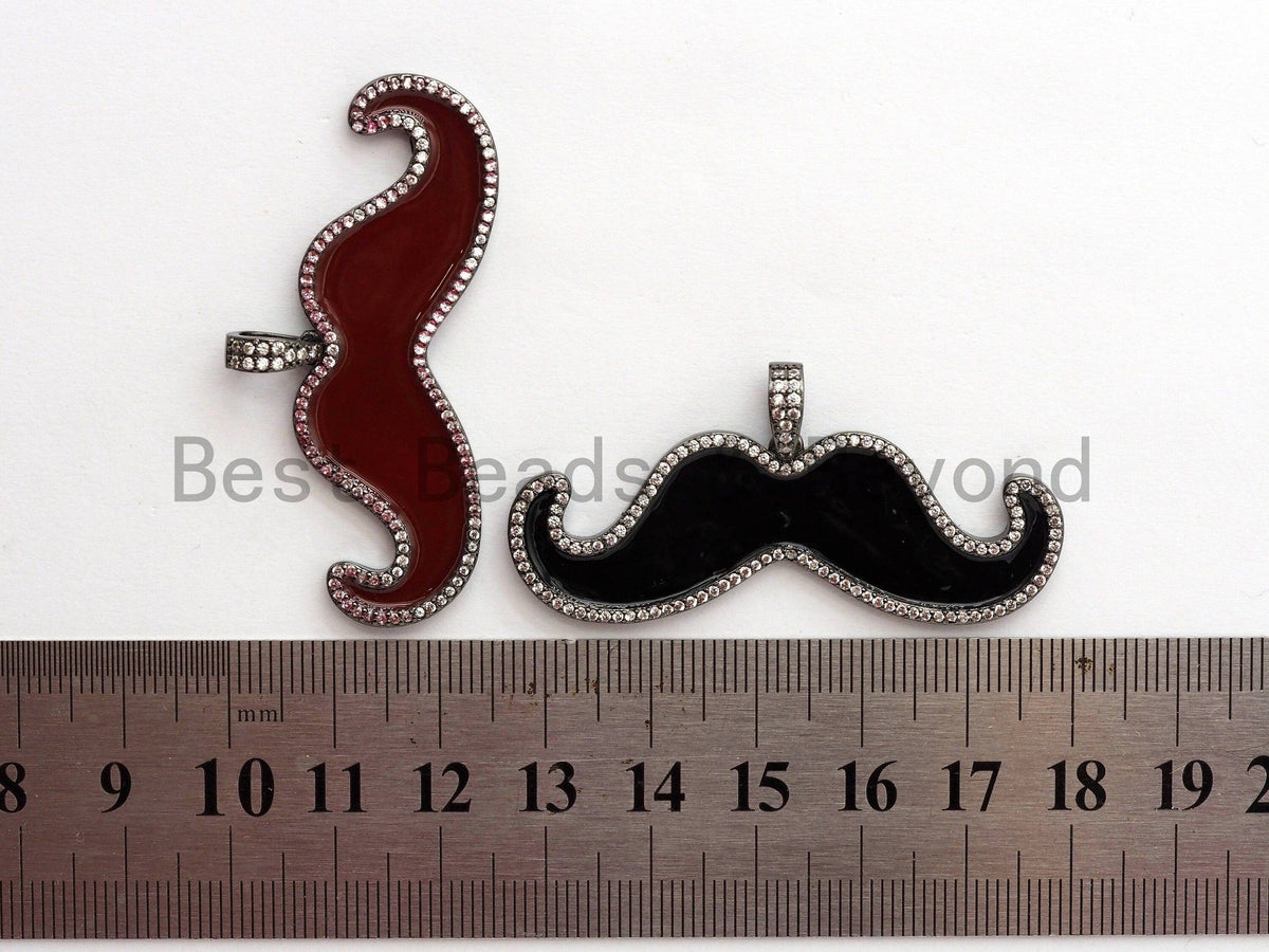 NEW Enamel Mustache Shape Cloud Shape Pendant, CZ Micro Pave Oil Drop Enamel pendant,Enamel pendant,Enamel Jewelry,18x52mm,sku#F621