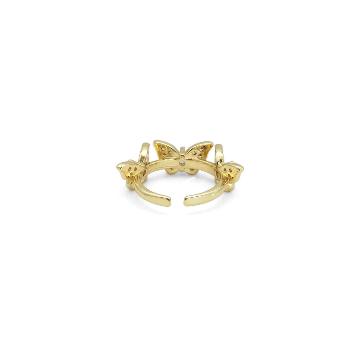 Gold CZ Butterfly Adjustable Ring, Sku#LD427