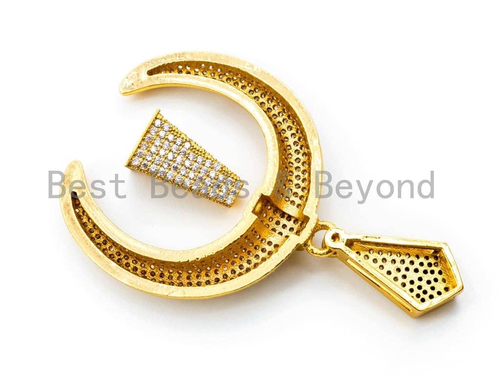 CZ Micro Pave Double Horn Pendant with Diamond Bail,SKU#L226