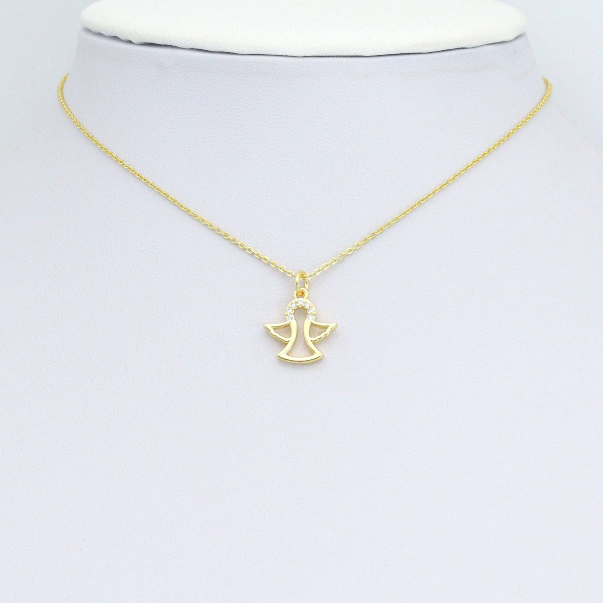 Clear CZ Gold Angel Charm Pendant,Sku#LD727