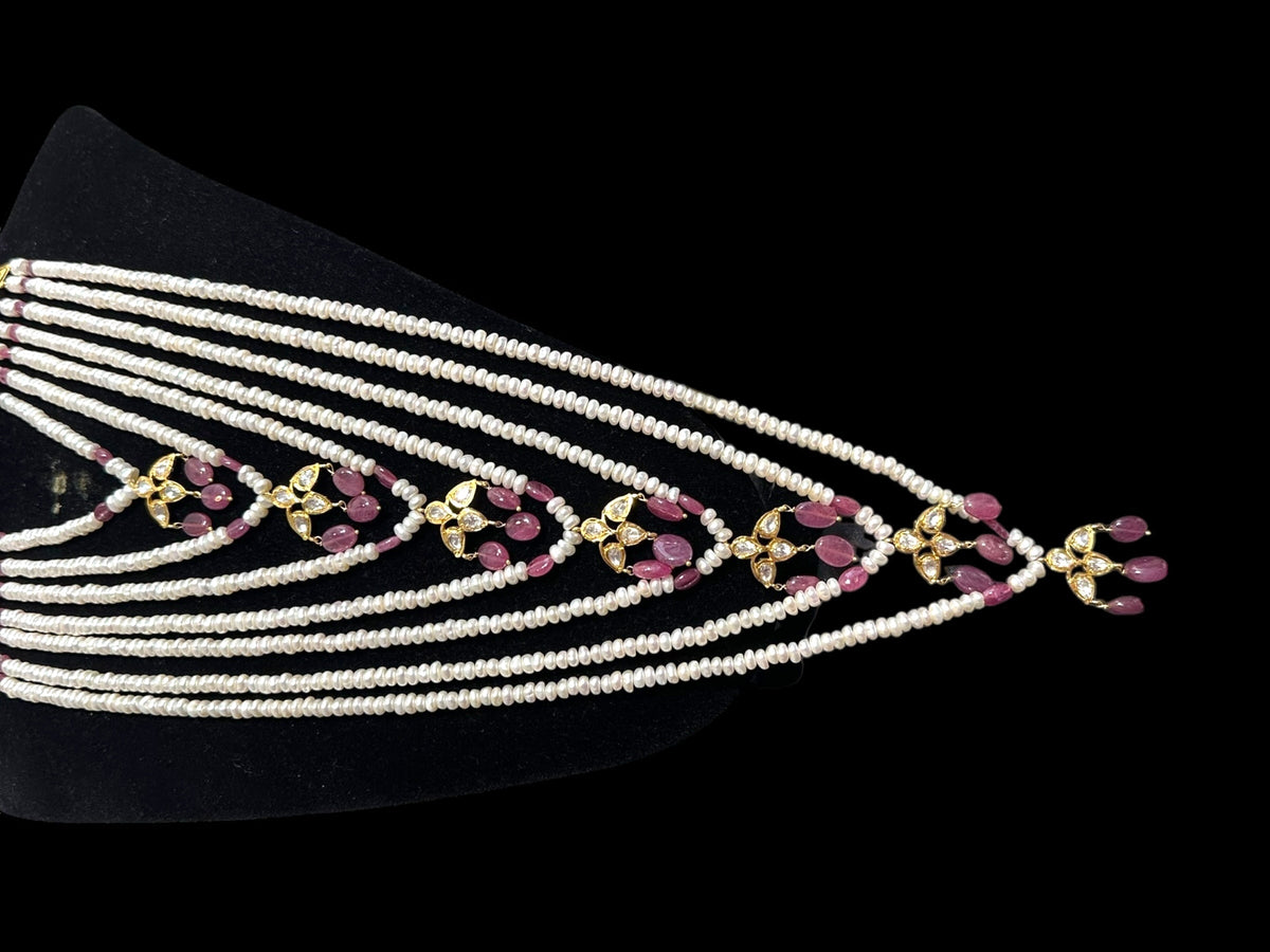 BR310 Bridal jadavi lacha , satlada  in moissanite and emeralds ( SHIPS IN 5 WEEKS )