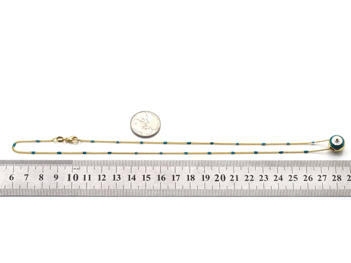 Gold Enamel Evil Eye Chain Necklace, sku#O113