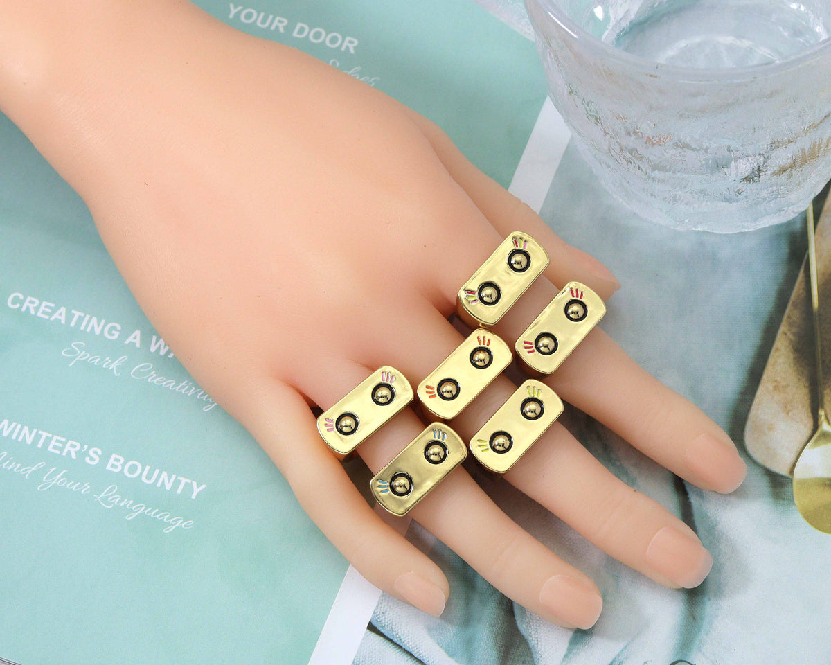 Rectangle Chunky Adjustable Ring, Sku#X298
