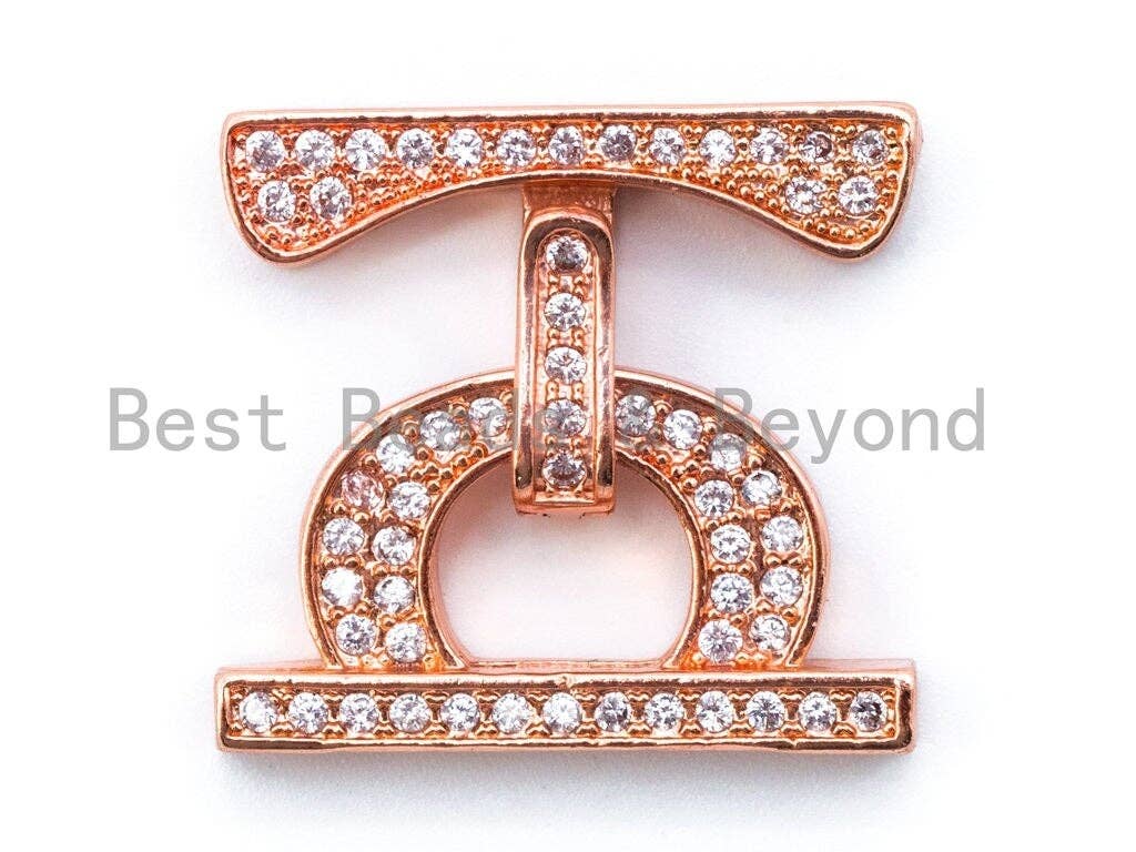 CZ Micro Pave D Shape Buckle Clasp/Connector/ Link Connector for Bracelet Necklace, 24x22mm, sku#K12