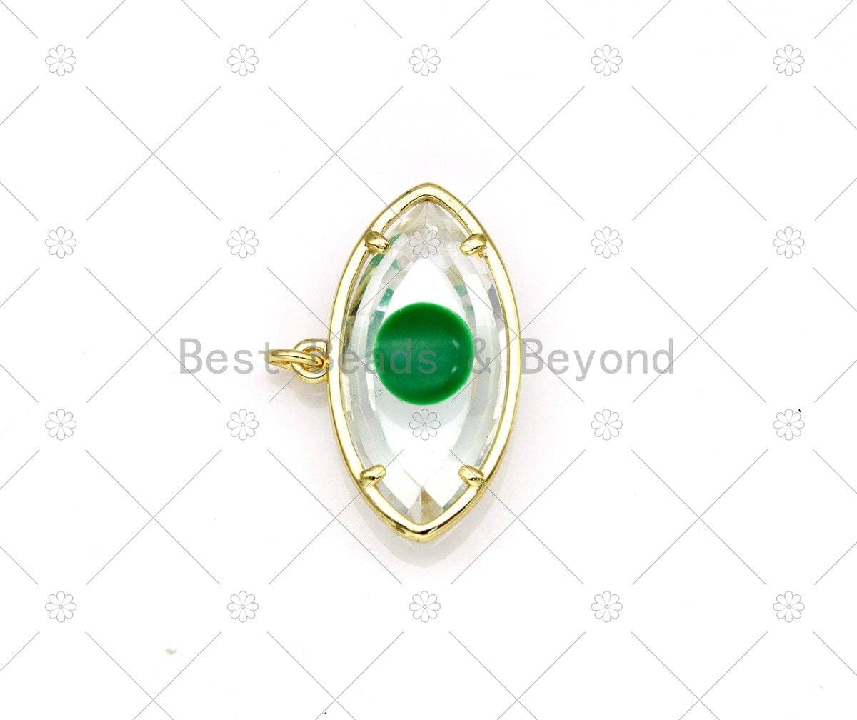 Colorful Enamel Evil Eye Shape Pendant, 18K Gold Filled Glass Quartz Charm, Necklace Bracelet Charm Pendant,Sku#FH183