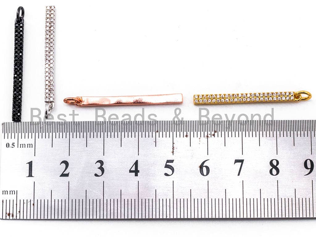 1pc CZ Micro Pave Long Bar Pendant, Cubic Zirconia Strip Pendant, Micro pave pendant, 32x3mm, sku#F333