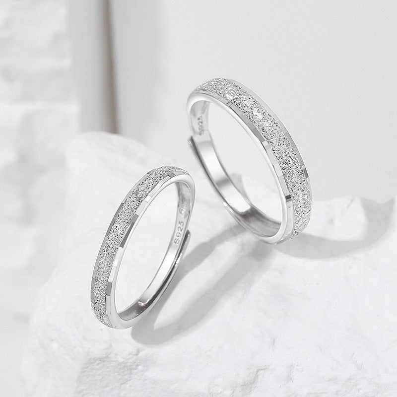 S925 Sterling Silver With You Plain Band Couple Rings, Niche Design Pair Rings, Minimalist Light Luxury & Versatile, Ideal For Gift