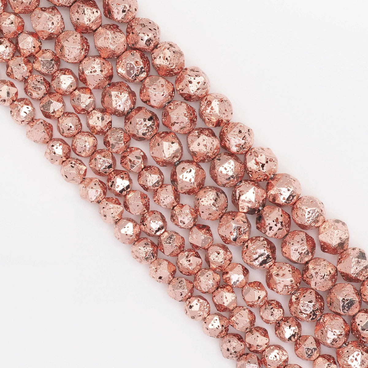 Diamond Cut Rose Gold Lava Beads, Sku#S154