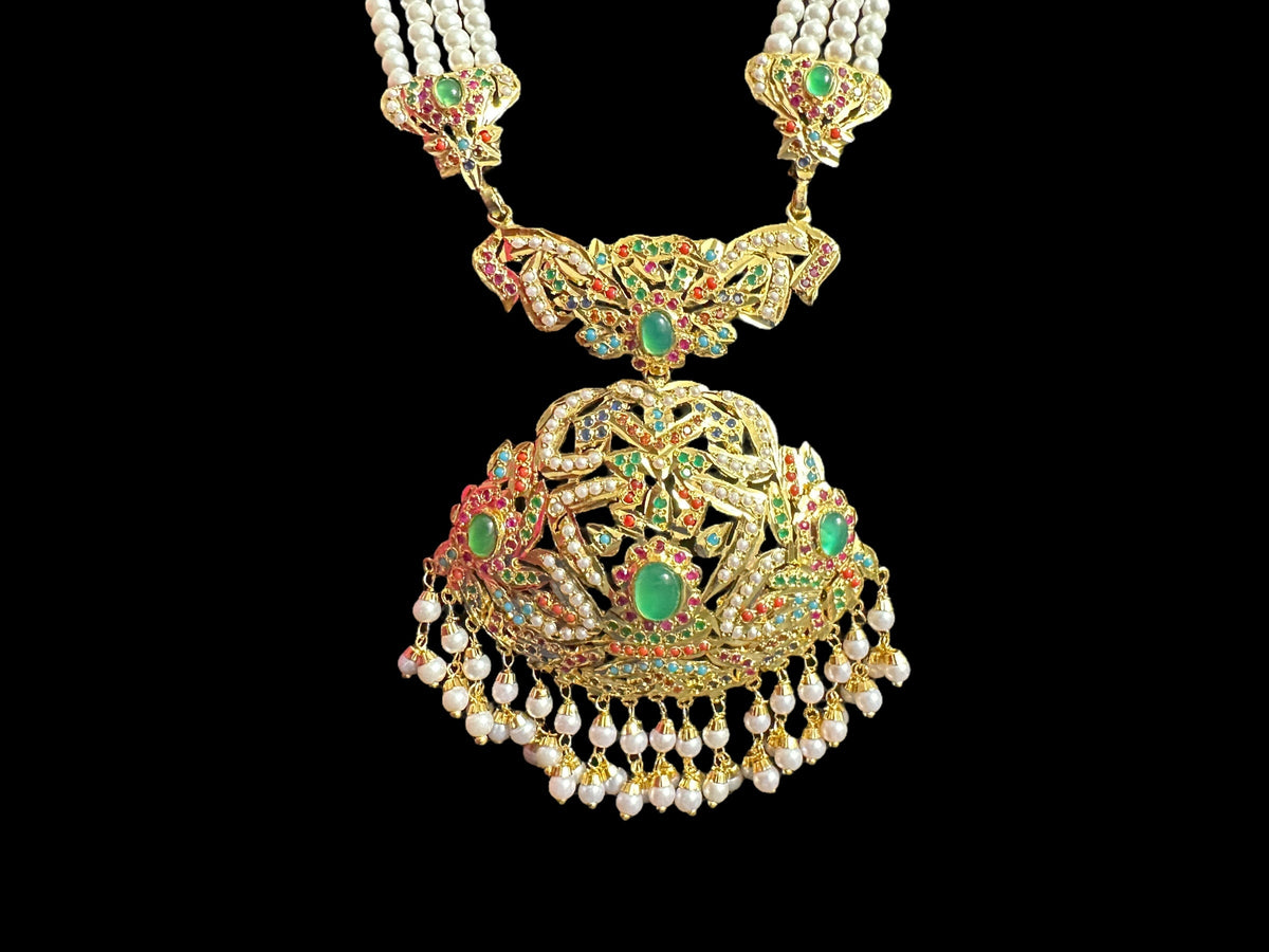 DLN97  Filza jadau rani haar in Navratan ( READY TO SHIP )