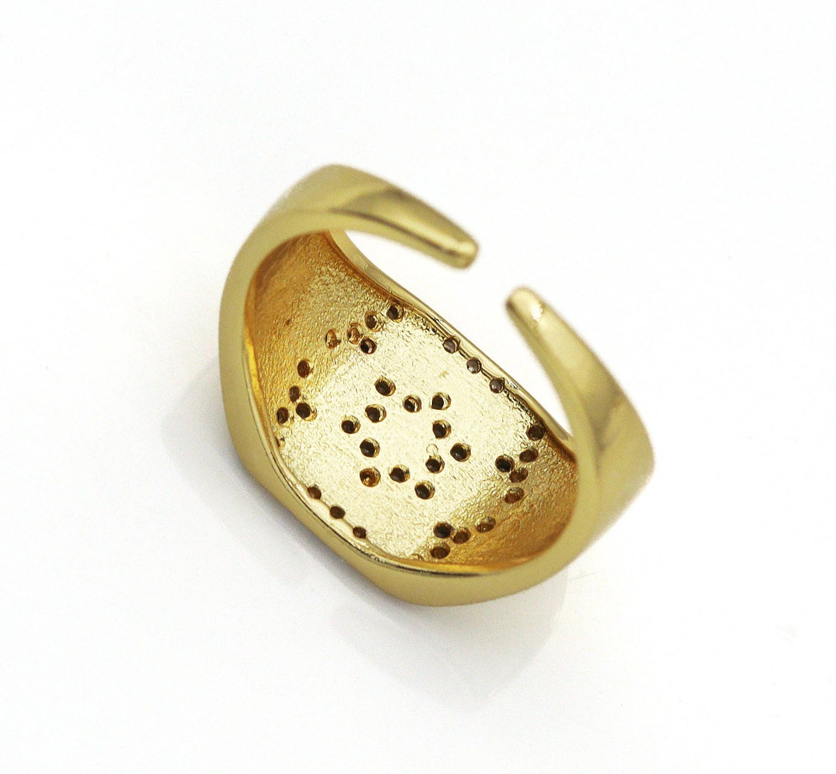 CZ David Star On Hexagon Signet Ring, Sku#X337C