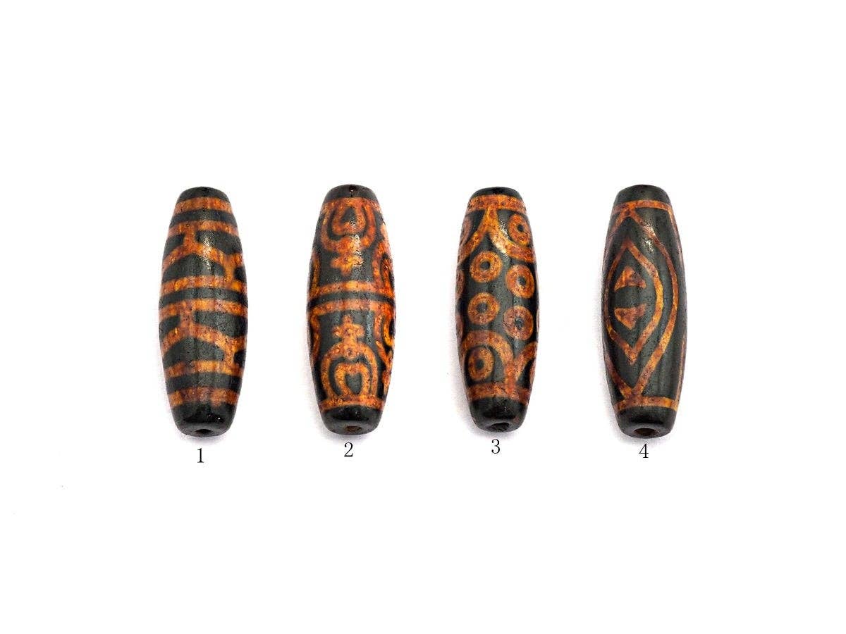Natural Tibetan Agate Long Oval Shape Beads, Black Brown Dzi beads, Barrel Agate Beads, 10x30mm, sku#U564