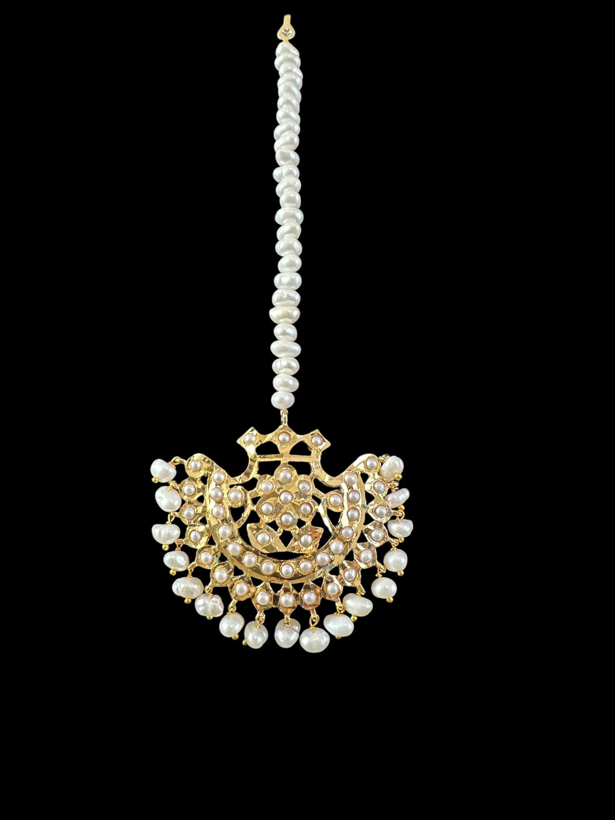DJET79 Saha chandbali tika in fresh water pearls ( READY TO SHIP )