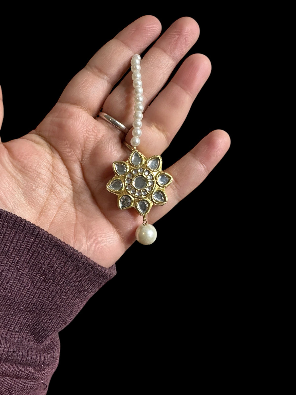 DJET72 Sitara kundan earrings tika ( READY TO SHIP )