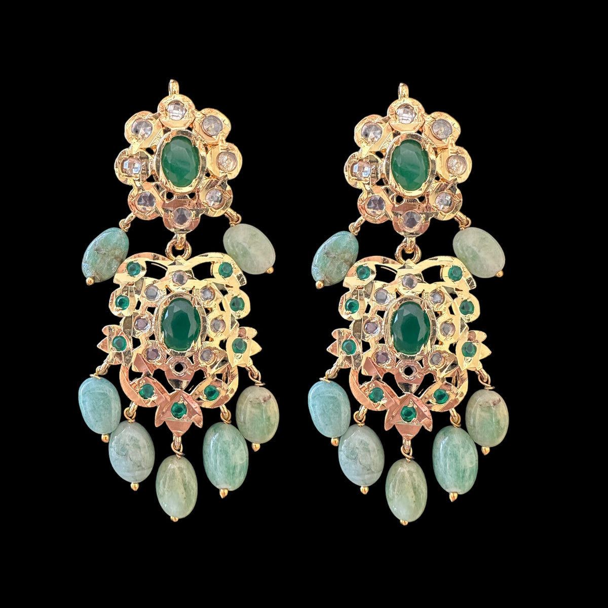 SAT92 Fresh water pearl and emerald beads satlada ( READY TO SHIP )