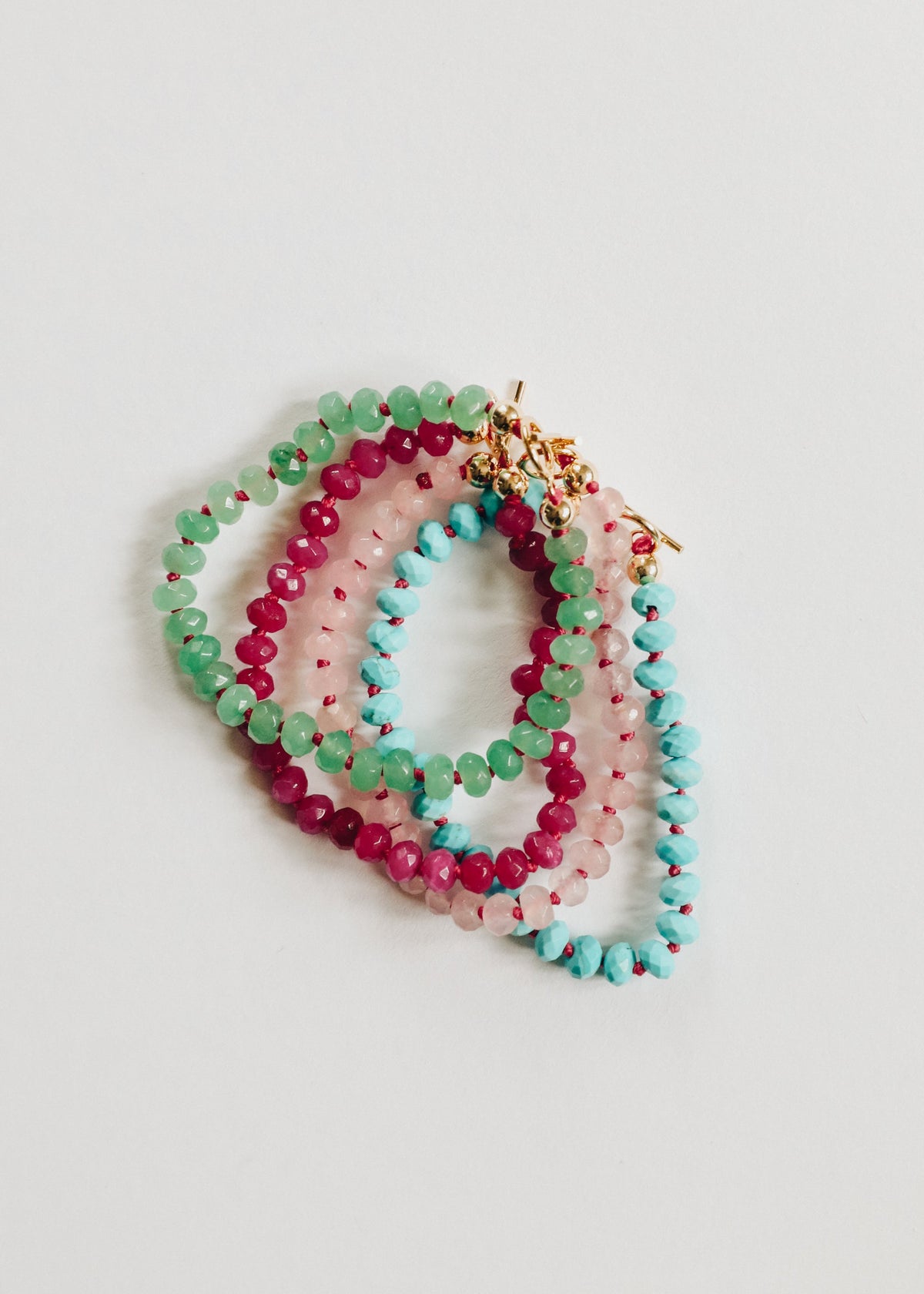 Pink Jade + 14k Gold Filled Toggle || Gemstone Bracelet or Anklet