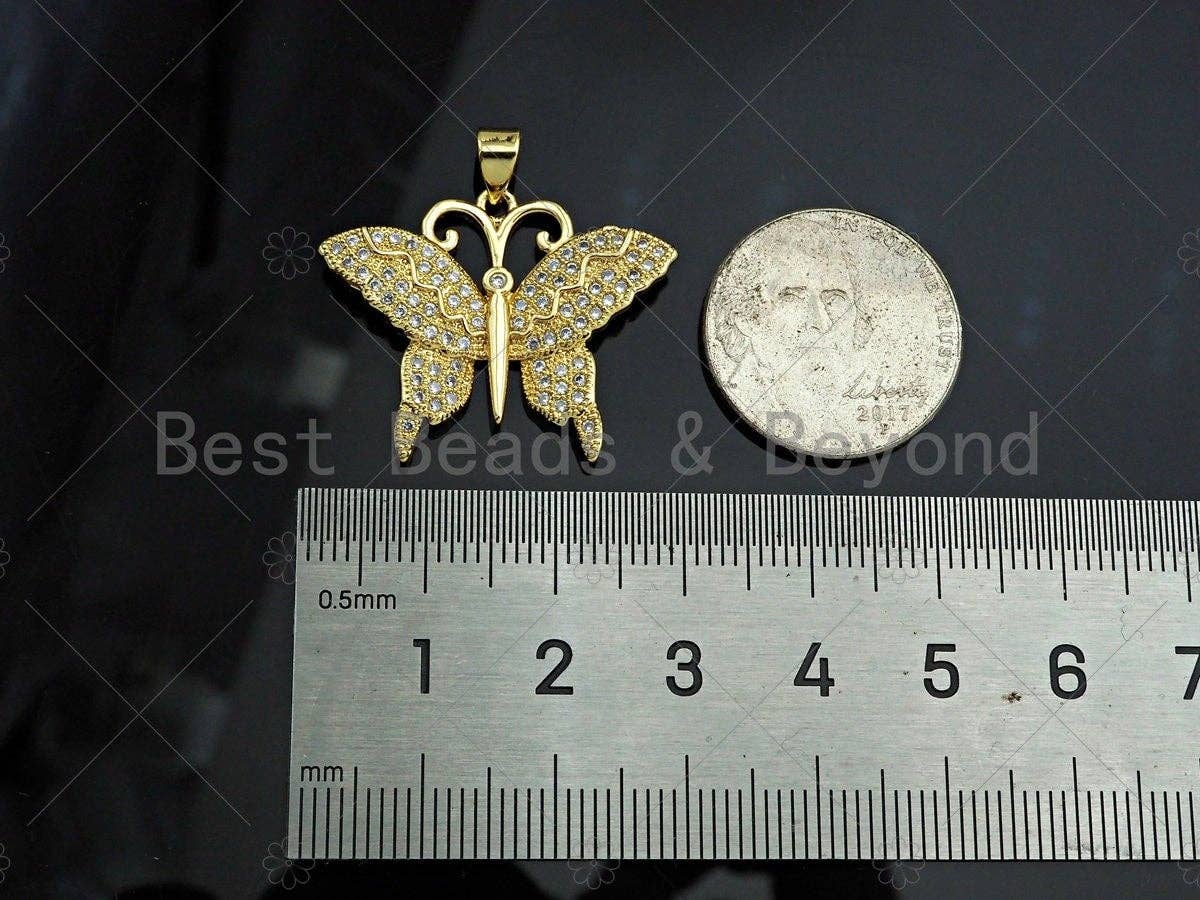 Gold Filled CZ Micro Pave Butterfly Shape Pendant, 18K Gold Filled Butterfly Charm, Necklace Bracelet Charm Pendant,28x23mm,Sku#LD92
