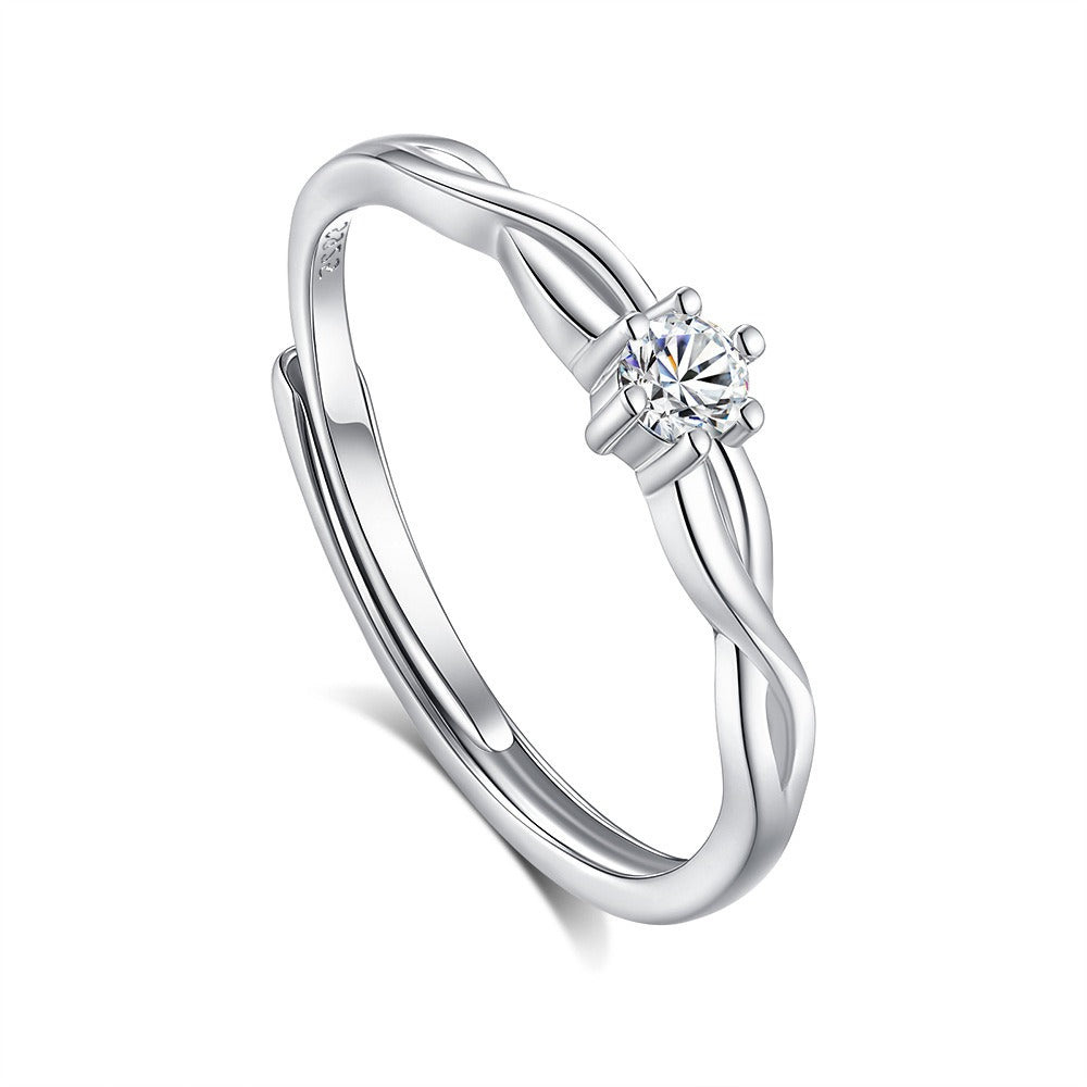 S925 sterling silver couple engagement ring