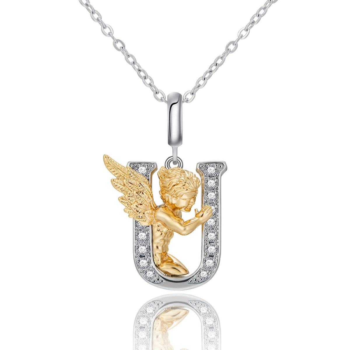 New Copper-plated White-gold Letter Pendant Mens And Womens Stainless Steel O-shaped Necklace