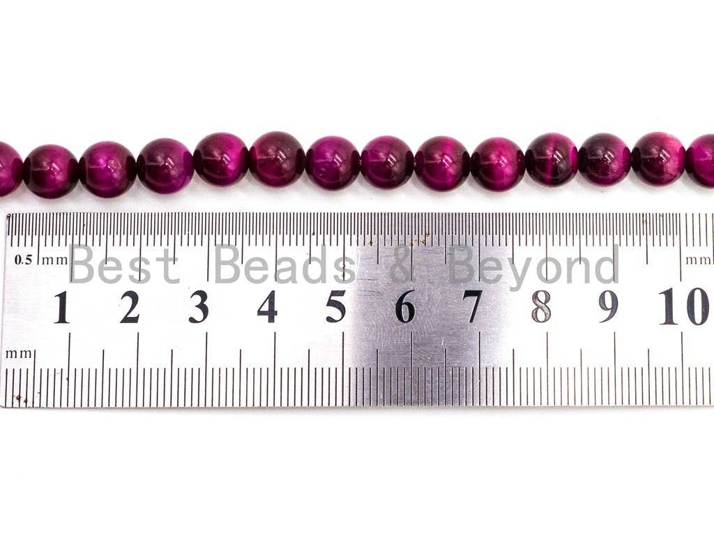 High Quality Natural Fuchsia Tiger Eye Round  Beads,4mm/6mm/8mm/10mm/12mm/14mm Round, Fuchsia Tiger Eye, 15.5'' Full strand, SKU#U65