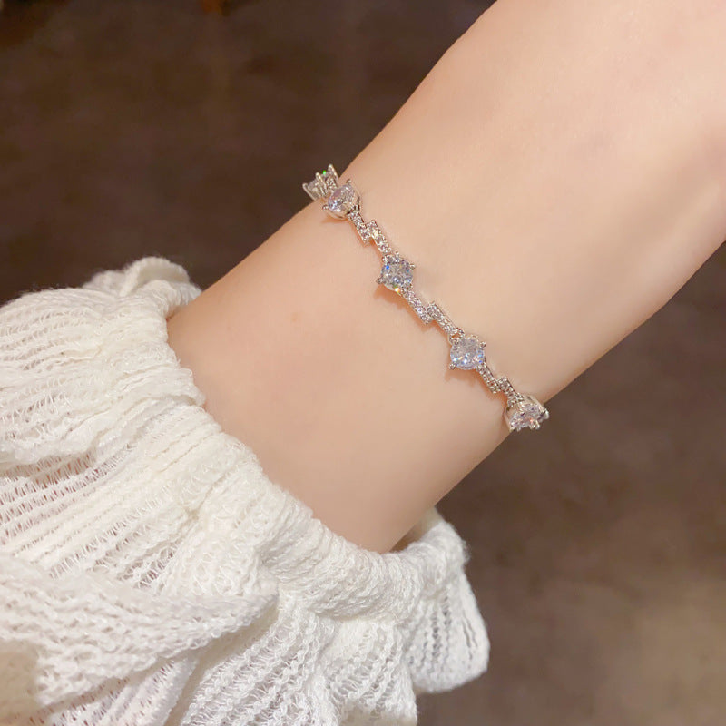 Exquisite And Fashionable Micro-pave Cubic Zirconia Irregular Colorful Bracelet