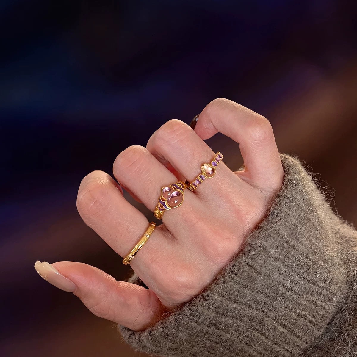 Chinese-style Exquisite Enamel Ice-clear Ring