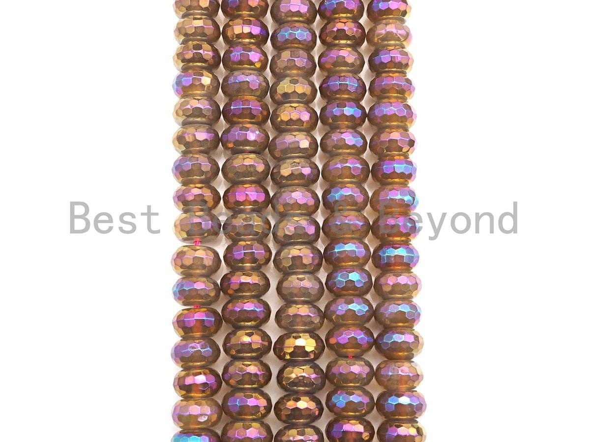 Mystic Plated Rainbow Agate Rondelle Shape Beads,  sku# UA39